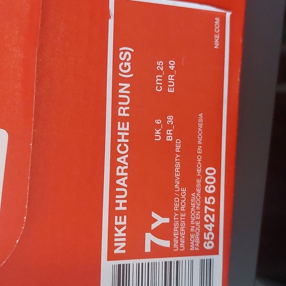 Nike Huarache Run University Red Size 7Y - Picture 2 of 8